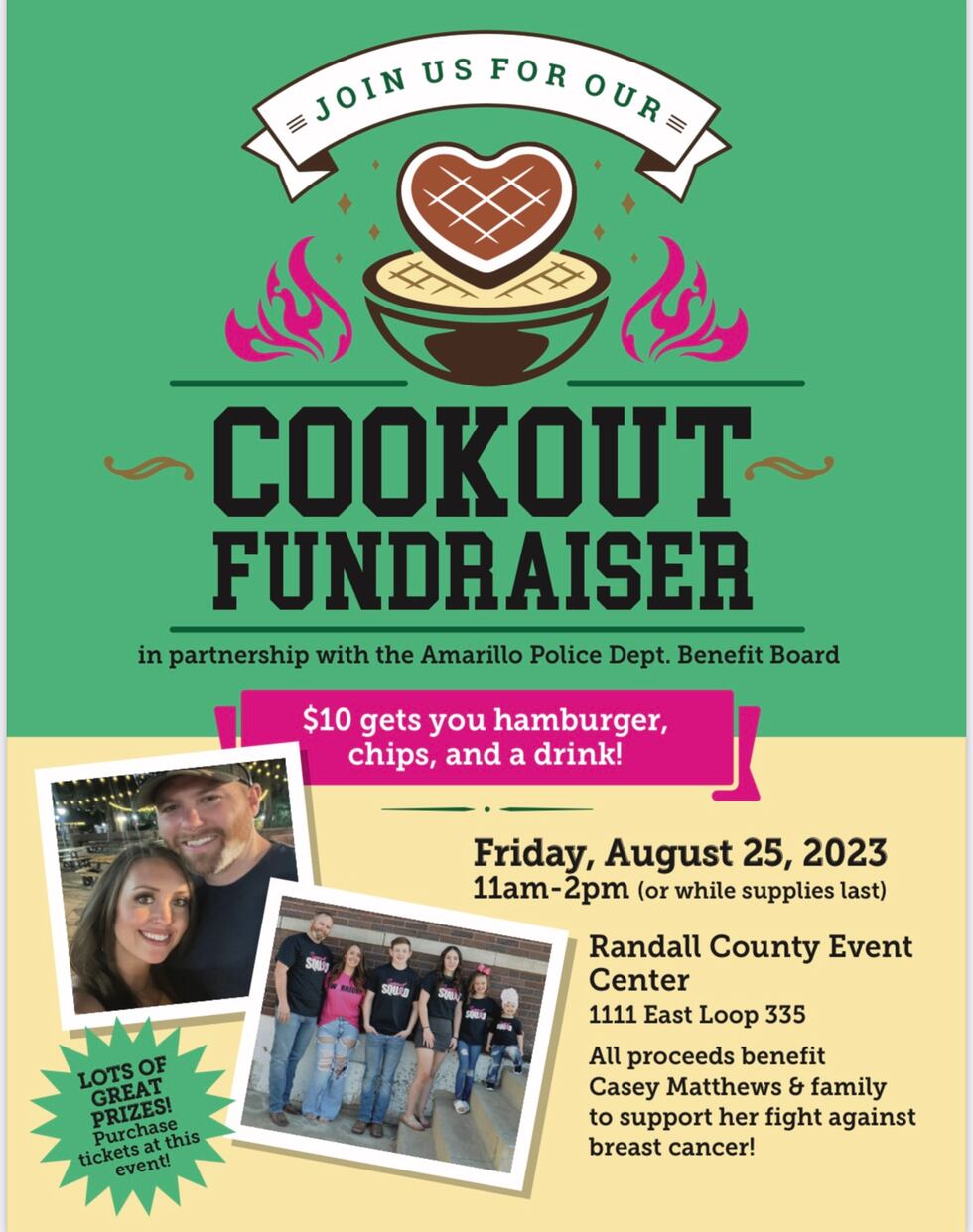 Amarillo Police hosting cookout fundraiser to support family’s breast cancer battle