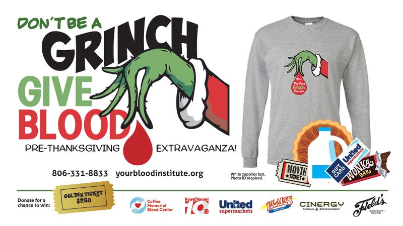 Coffee Memorial Blood Center will host its Pre-Thanksgiving Extravaganza blood drive this...